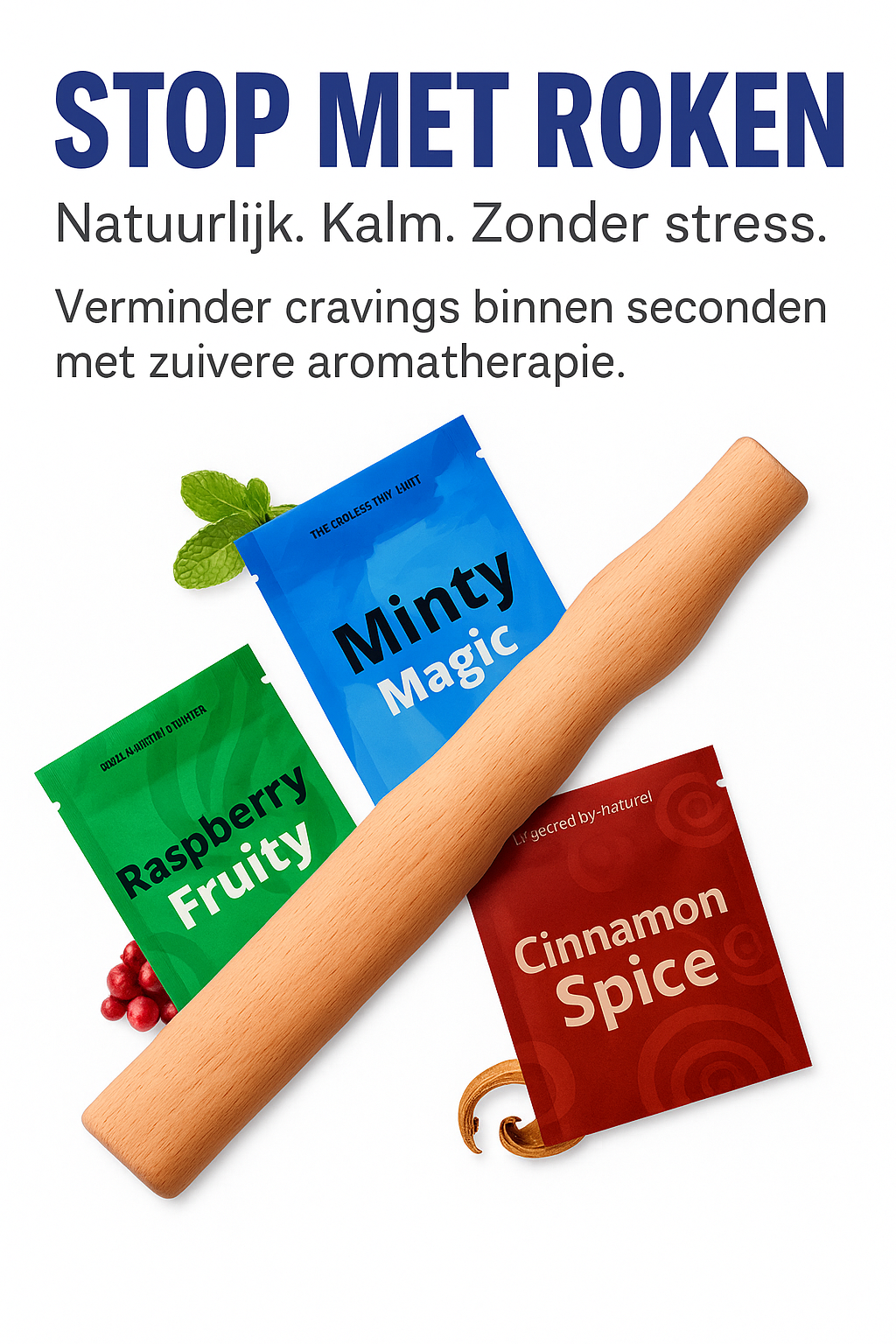 Houten Aromatherapie Inhaler – Complete Set met 3 Geurvullingen
