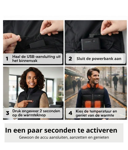 Verwarmde bodywarmer - dames en heren