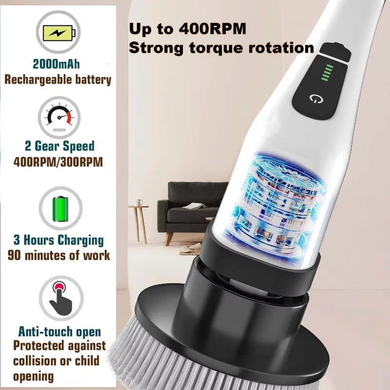 Draadloze 360° Spin Scrubber – Krachtige Schoonmaakborstel
