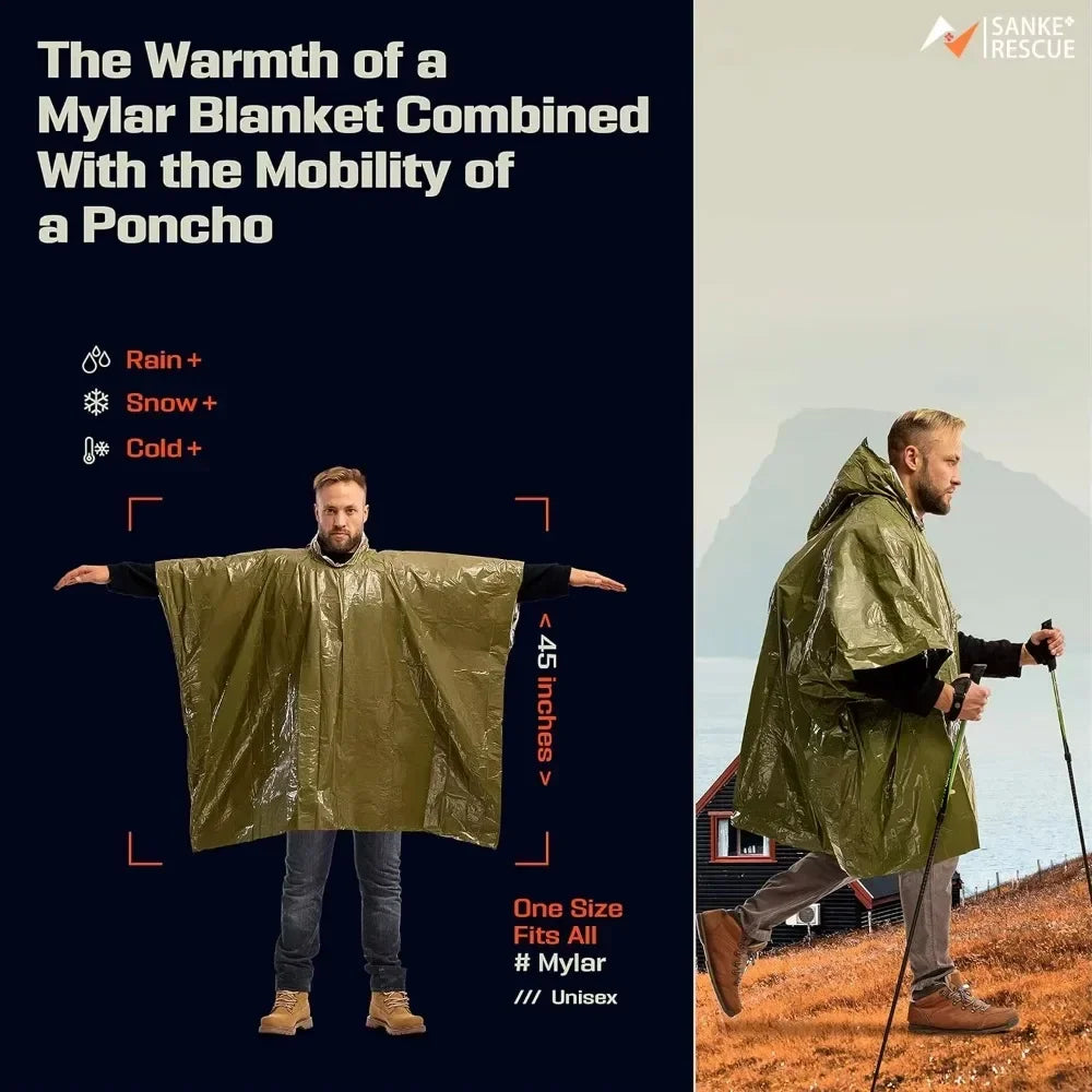Thermische Noodponcho – Waterdichte Aluminium Regenbescherming voor Survival & Camping