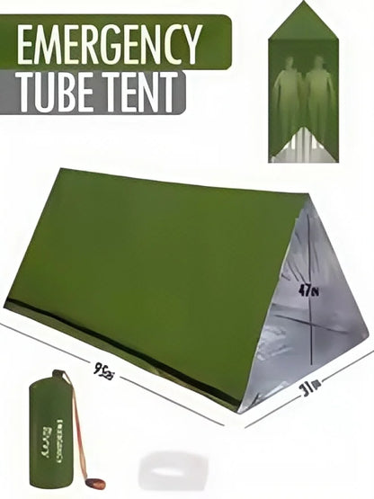 2-Persoons Survival Noodtent – Waterdichte Mylar Shelter + Warmte-Isolerende Slaapzak (SOS Rescue Set)