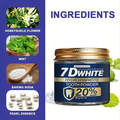 7D Hydroxyapatiet Tandpoeder met Houtskool & Munt – Diepe Reiniging en Frisse Adem (60g)